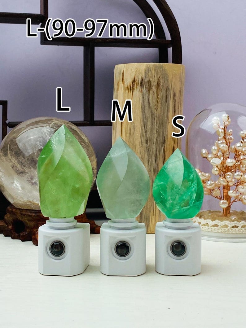 Natural Fluorite Freeform Night Light With Light Sensor | Baby Shower Gift | Nursery Night Lamp (120V US/Canada Plug) | Crystal Gift