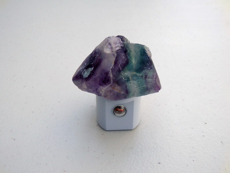 Rainbow and Green Fluorite "Rough" LED Gemstone Sensor Night Lights in Assorted Colors