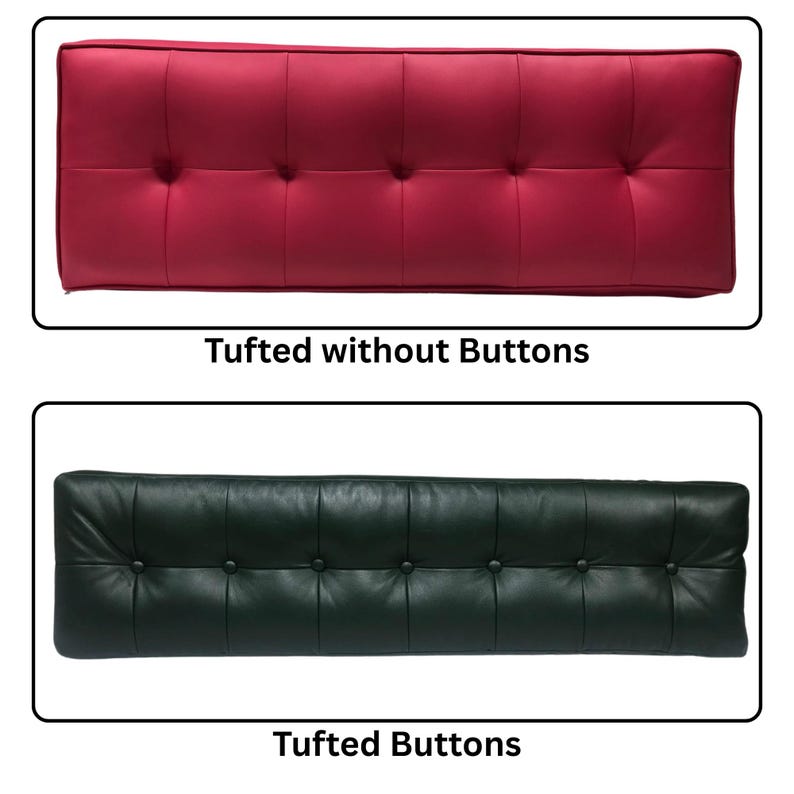 Custom Tufted Faux Leather Seat Cushion: 2-Inch Thick Pad