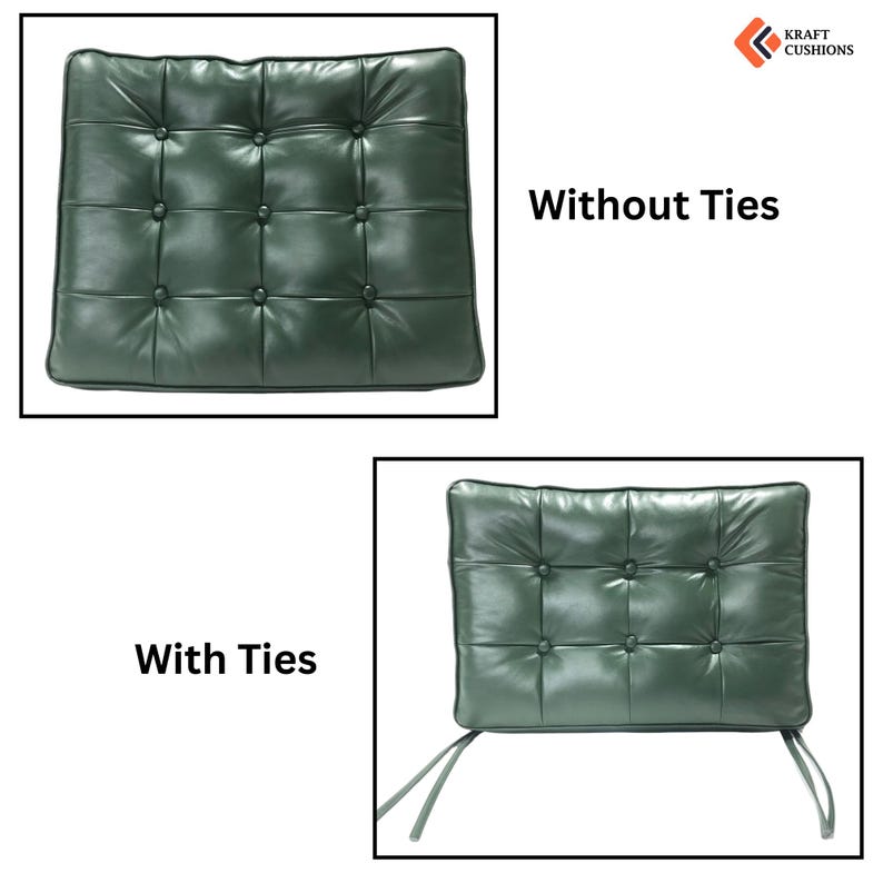 Custom Tufted Faux Leather Seat Cushion: 2-Inch Thick Pad