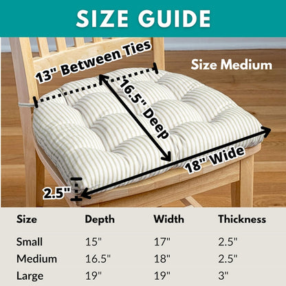 U-Shaped Cotton Dining Chair Pads with Ties - Comfortable Washable Latex Foam Cushions