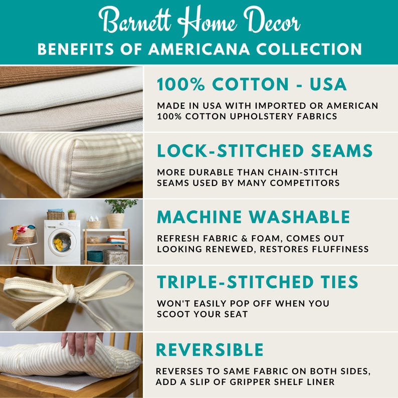 U-Shaped Cotton Dining Chair Pads with Ties - Comfortable Washable Latex Foam Cushions