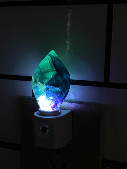 Natural Fluorite Freeform Night Light With Light Sensor | Baby Shower Gift | Nursery Night Lamp (120V US/Canada Plug)  | Crystal Gift