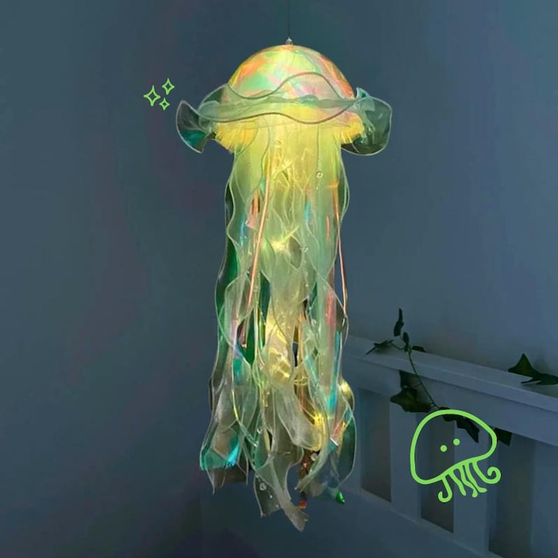 Aesthetic LED Jellyfish Lamp - Bedroom Night Lamp, Bedroom Night Light, Room And Home Decoration, Jellyfish Decor, Boho, Fantasy Nightlight