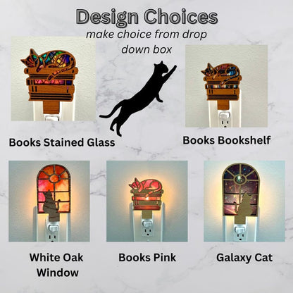 Cats and Books Night Light, Plug in Nightlight Cats,Birthday Gift for Cat Lover, Cat Lover Gift for Girls, Cat Home Decor, Cat Lady Gift