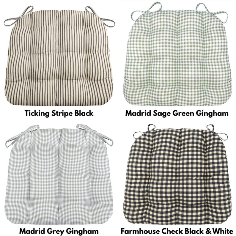 U-Shaped Cotton Dining Chair Pads with Ties - Comfortable Washable Latex Foam Cushions