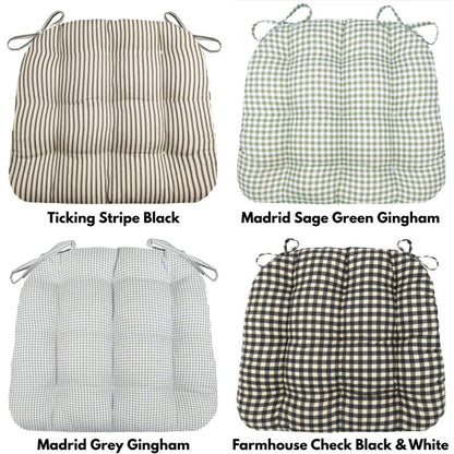 U-Shaped Cotton Dining Chair Pads with Ties - Comfortable Washable Latex Foam Cushions
