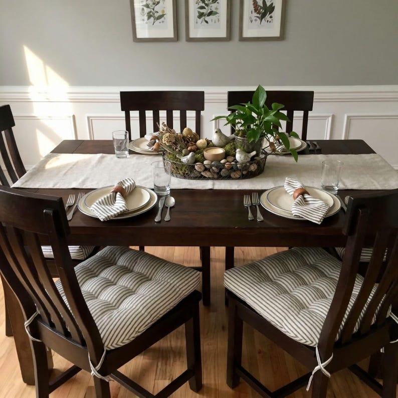 U-Shaped Cotton Dining Chair Pads with Ties - Comfortable Washable Latex Foam Cushions