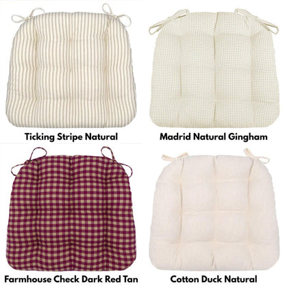 U-Shaped Cotton Dining Chair Pads with Ties - Comfortable Washable Latex Foam Cushions