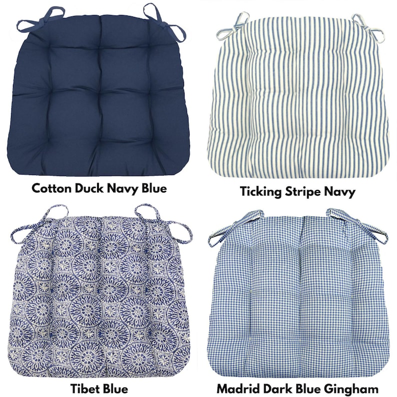 U-Shaped Cotton Dining Chair Pads with Ties - Comfortable Washable Latex Foam Cushions