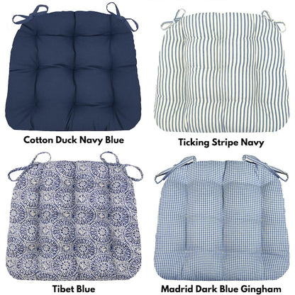 U-Shaped Cotton Dining Chair Pads with Ties - Comfortable Washable Latex Foam Cushions