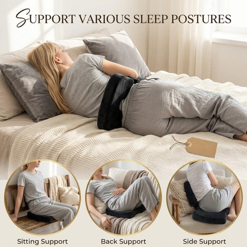 Ergonomic Donut Pillow for Tailbone Comfort, 2-in-1 Memory Foam Seat Cushion for Post-Surgery Support, Office Chair & Pressure Relief Pad