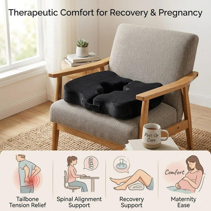 Ergonomic Donut Pillow for Tailbone Comfort, 2-in-1 Memory Foam Seat Cushion for Post-Surgery Support, Office Chair & Pressure Relief Pad