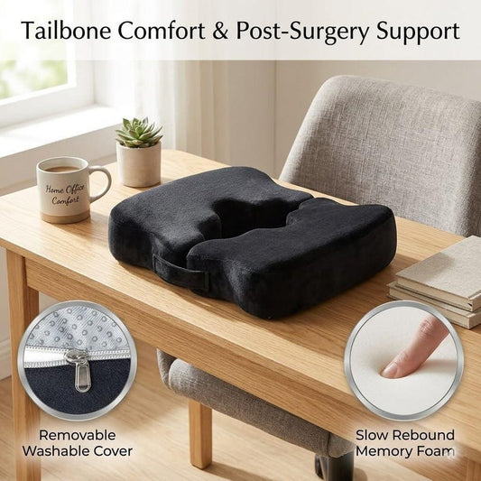 Ergonomic Donut Pillow for Tailbone Comfort, 2-in-1 Memory Foam Seat Cushion for Post-Surgery Support, Office Chair & Pressure Relief Pad