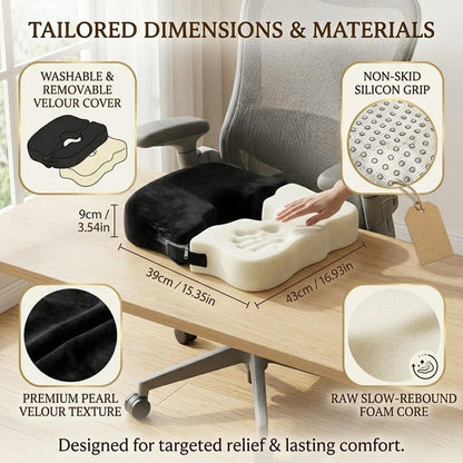 Ergonomic Donut Pillow for Tailbone Comfort, 2-in-1 Memory Foam Seat Cushion for Post-Surgery Support, Office Chair & Pressure Relief Pad