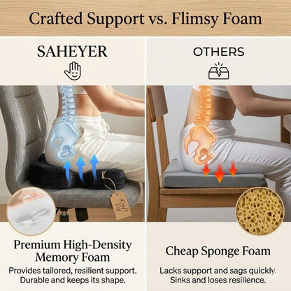 Ergonomic Donut Pillow for Tailbone Comfort, 2-in-1 Memory Foam Seat Cushion for Post-Surgery Support, Office Chair & Pressure Relief Pad