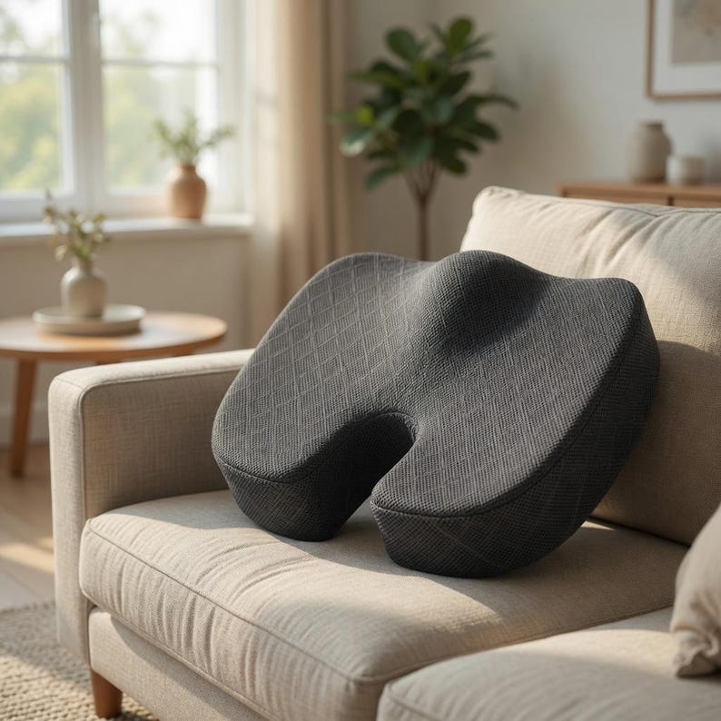 Ergonomic Memory Foam Seat Cushion, Pain Relief Coccyx Hip Support