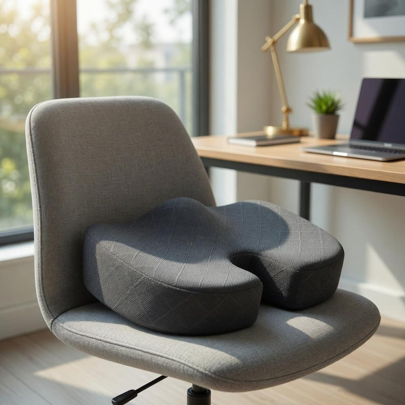 Ergonomic Memory Foam Seat Cushion, Pain Relief Coccyx Hip Support