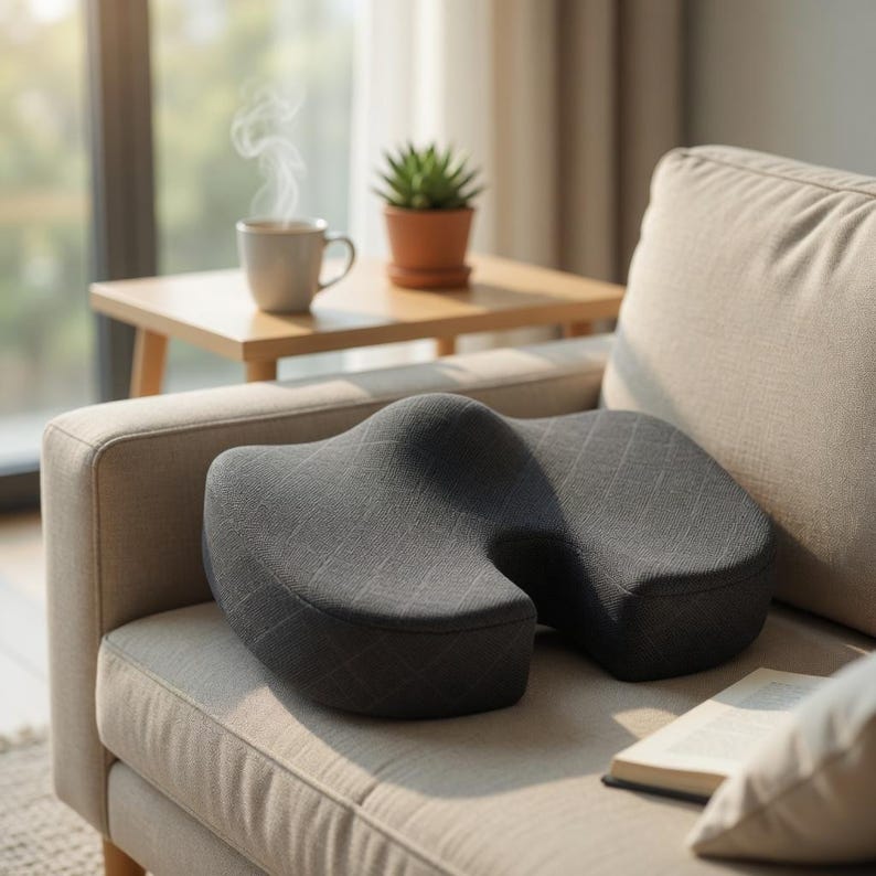 Ergonomic Memory Foam Seat Cushion, Pain Relief Coccyx Hip Support