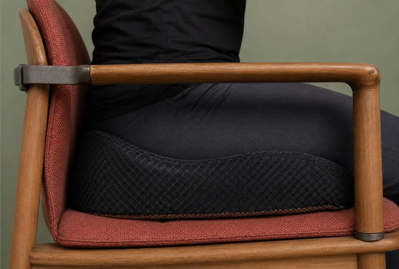 Ergonomic Memory Foam Seat Cushion – Sciatica Pain Relief, Office Chair Pillow