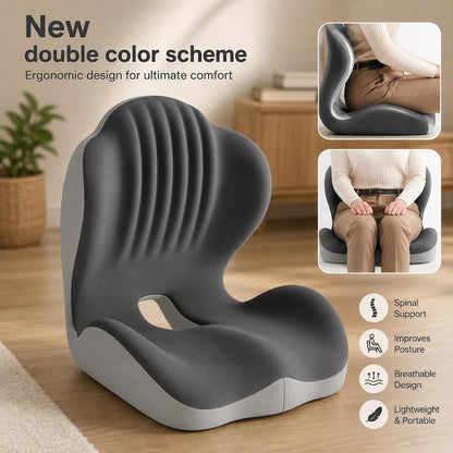 Ergonomic Seat Cushion: Spinal Support, Posture Improvement, Breathable, Portable