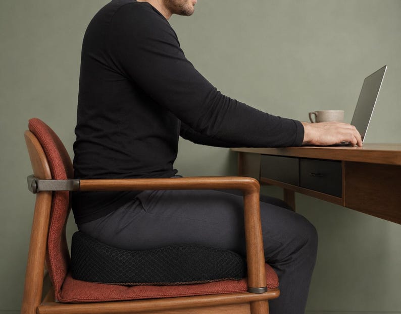 Ergonomic Memory Foam Seat Cushion – Sciatica Pain Relief, Office Chair Pillow