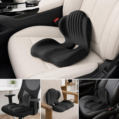 Ergonomic Seat Cushion: Spinal Support, Posture Improvement, Breathable, Portable