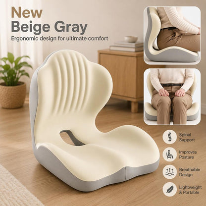 Ergonomic Seat Cushion: Spinal Support, Posture Improvement, Breathable, Portable