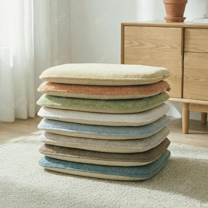 U Shaped Chair Pad, Linen Blend Seat Cushion, High Density Foam Dining Pad