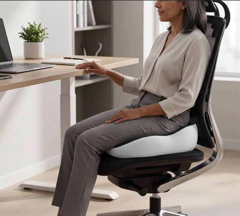 Ergonomic and orthopedic memory foam cushion for the coccyx and back