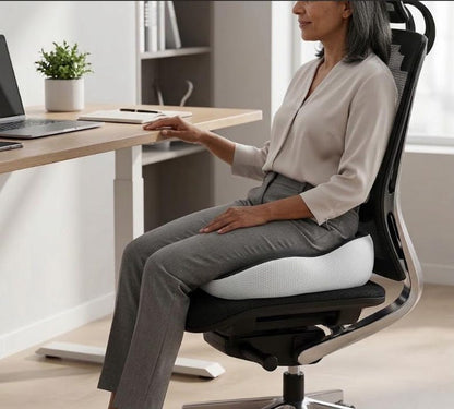 Ergonomic and orthopedic memory foam cushion for the coccyx and back