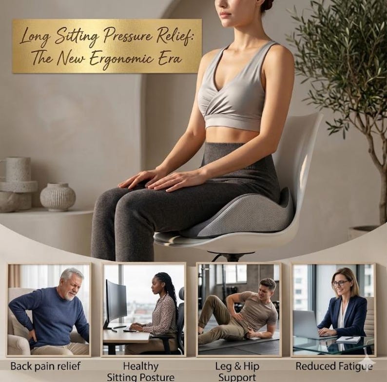 Ergonomic and orthopedic memory foam cushion for the coccyx and back