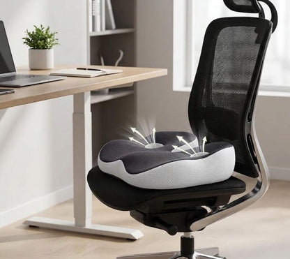 Ergonomic and orthopedic memory foam cushion for the coccyx and back