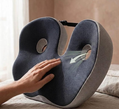 Ergonomic and orthopedic memory foam cushion for the coccyx and back